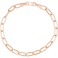 Olas d'Oro - 14K Rose Gold 5mm Paperclip Chain Bracelet with Lobster Lock 7.50" Length