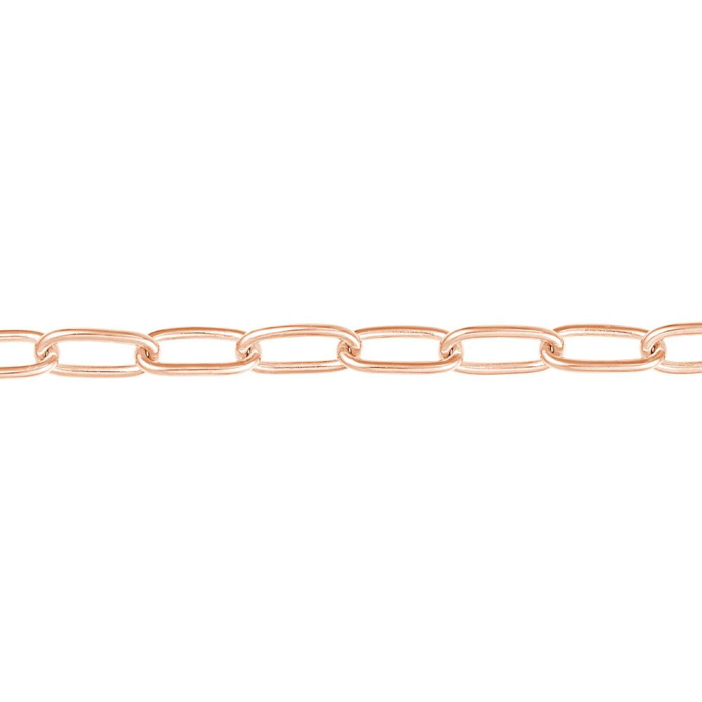 Olas d'Oro - 14K Rose Gold 5mm Paperclip Chain Bracelet with Lobster Lock 7.50" Length