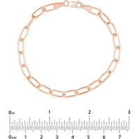Olas d'Oro - 14K Rose Gold 5mm Paperclip Chain Bracelet with Lobster Lock 7.50" Length