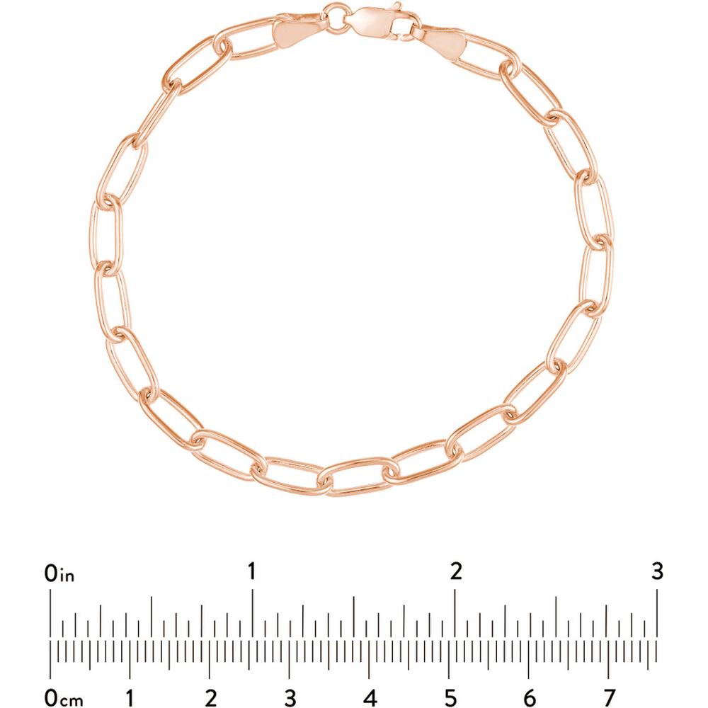 Olas d'Oro - 14K Rose Gold 5mm Paperclip Chain Bracelet with Lobster Lock 7.50" Length