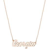 Olas d'Oro - 14K Rose Gold 5mm Script Font Nameplate Necklace - Personalized Custom Jewelry