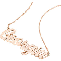 Olas d'Oro - 14K Rose Gold 5mm Script Font Nameplate Necklace - Personalized Custom Jewelry