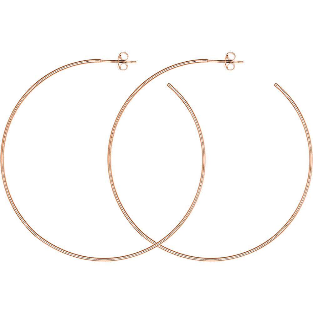 Olas d'Oro - 14K Rose Gold 60mm Hoop Earrings with Post & Nut Closure - 3.52 Grams Total Weight