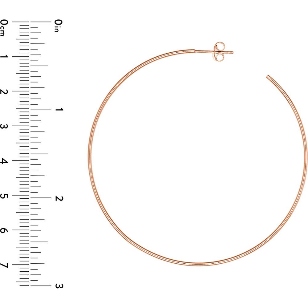 Olas d'Oro - 14K Rose Gold 60mm Hoop Earrings with Post & Nut Closure - 3.52 Grams Total Weight