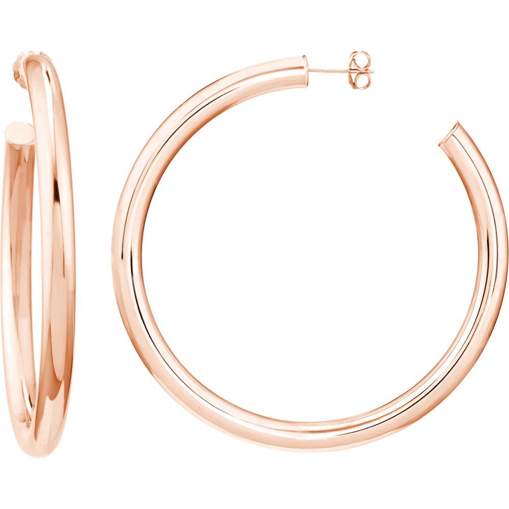 Olas d'Oro - 14K Rose Gold 60mm Tube Hoop Earrings 8.80 Grams Total Weight