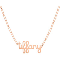 Olas d'Oro - 14K Rose Gold 6mm Doodle Nameplate Paperclip Necklace - Adjustable 16-18"