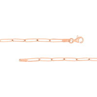 Olas d'Oro - 14K Rose Gold 6mm Doodle Nameplate Paperclip Necklace - Adjustable 16-18"