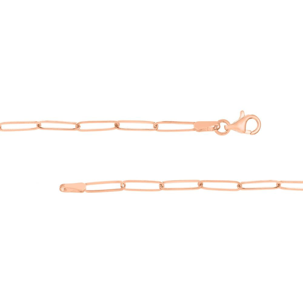 Olas d'Oro - 14K Rose Gold 6mm Doodle Nameplate Paperclip Necklace - Adjustable 16-18"