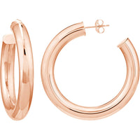 Olas d'Oro - 14K Rose Gold 6mm x 40mm Tube Hoop Earrings - Elegant and Trendy Large Hoops