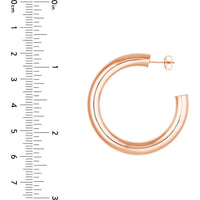 Olas d'Oro - 14K Rose Gold 6mm x 40mm Tube Hoop Earrings - Elegant and Trendy Large Hoops