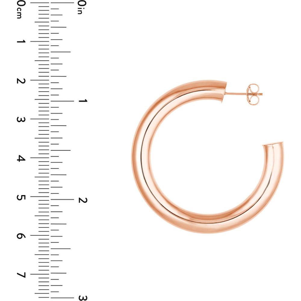 Olas d'Oro - 14K Rose Gold 6mm x 40mm Tube Hoop Earrings - Elegant and Trendy Large Hoops