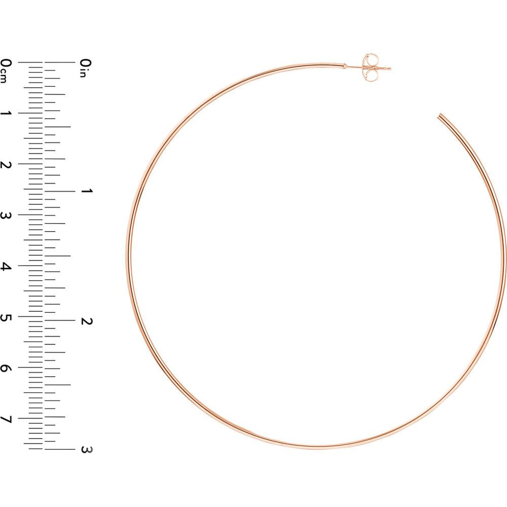 Olas d'Oro - 14K Rose Gold 75mm Large Hoop Post Earrings