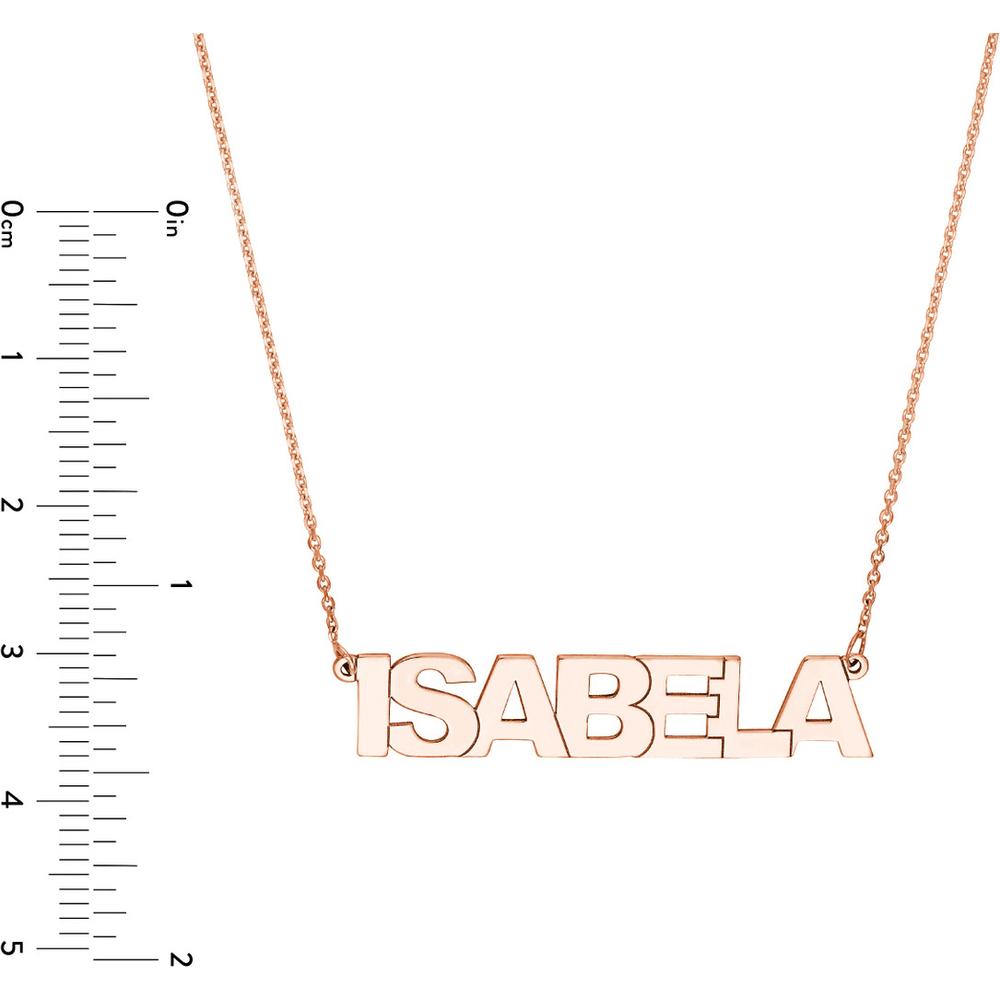 Olas d'Oro - 14K Rose Gold 7mm Block Font Custom Nameplate Necklace