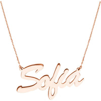 Olas d'Oro - 14K Rose Gold 7mm Brush Font Custom Nameplate Necklace - Adjustable 16-18 inches