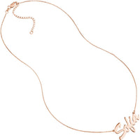 Olas d'Oro - 14K Rose Gold 7mm Brush Font Custom Nameplate Necklace - Adjustable 16-18 inches