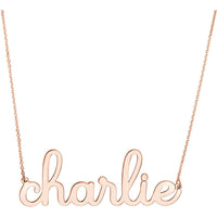 Olas d'Oro - 14K Rose Gold 7mm Custom Doodle Nameplate Necklace