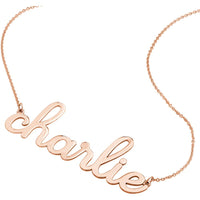 Olas d'Oro - 14K Rose Gold 7mm Custom Doodle Nameplate Necklace