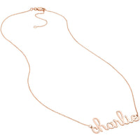 Olas d'Oro - 14K Rose Gold 7mm Custom Doodle Nameplate Necklace