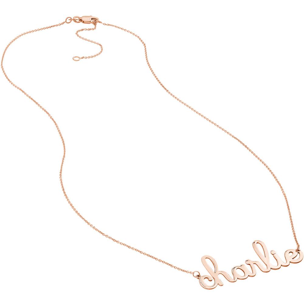 Olas d'Oro - 14K Rose Gold 7mm Custom Doodle Nameplate Necklace