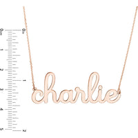 Olas d'Oro - 14K Rose Gold 7mm Custom Doodle Nameplate Necklace
