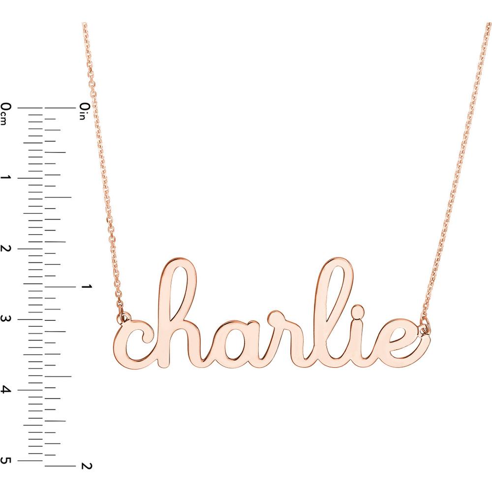 Olas d'Oro - 14K Rose Gold 7mm Custom Doodle Nameplate Necklace