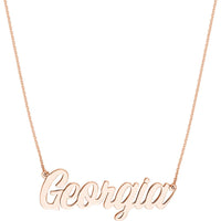 Olas d'Oro - 14K Rose Gold 7mm Script Font Nameplate Necklace