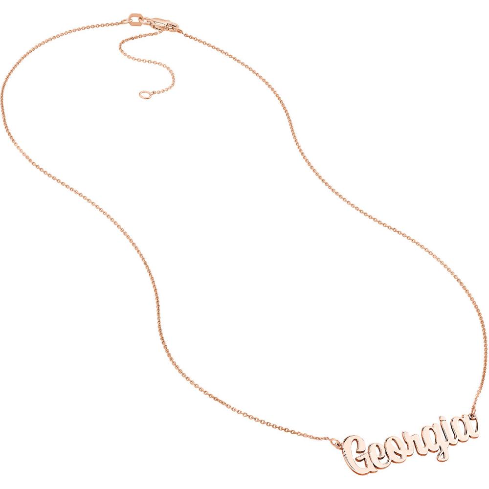 Olas d'Oro - 14K Rose Gold 7mm Script Font Nameplate Necklace