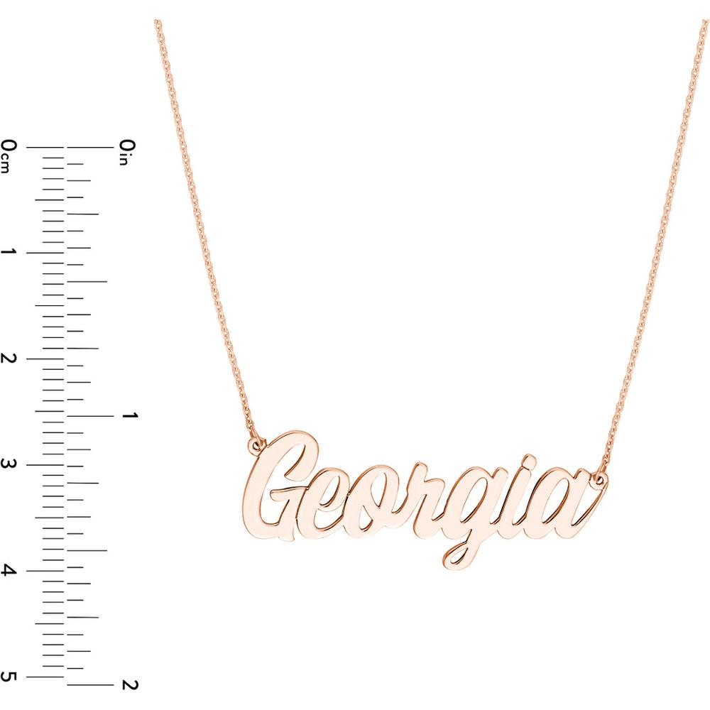 Olas d'Oro - 14K Rose Gold 7mm Script Font Nameplate Necklace