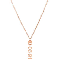 Olas d'Oro - 14K Rose Gold 7mm Vertical Block Numeral Pendant Necklace