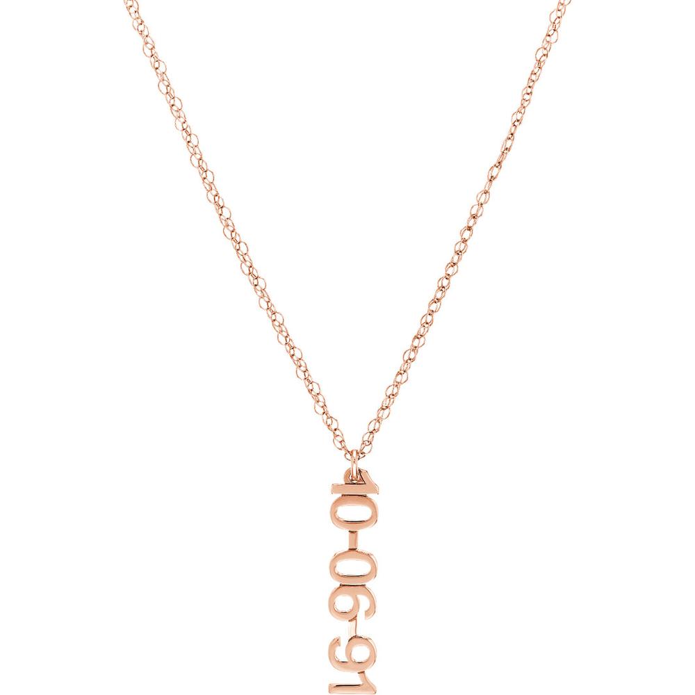 Olas d'Oro - 14K Rose Gold 7mm Vertical Block Numeral Pendant Necklace