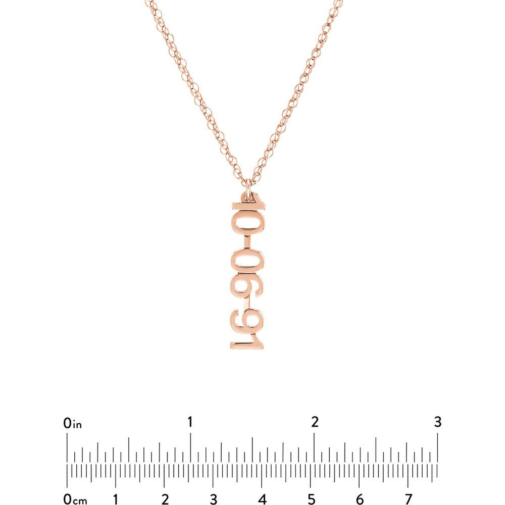 Olas d'Oro - 14K Rose Gold 7mm Vertical Block Numeral Pendant Necklace