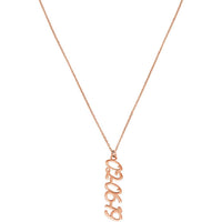 Olas d'Oro - 14K Rose Gold 7mm Vertical Script Numeral Pendant Necklace