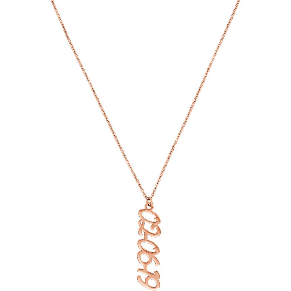 Olas d'Oro - 14K Rose Gold 7mm Vertical Script Numeral Pendant Necklace