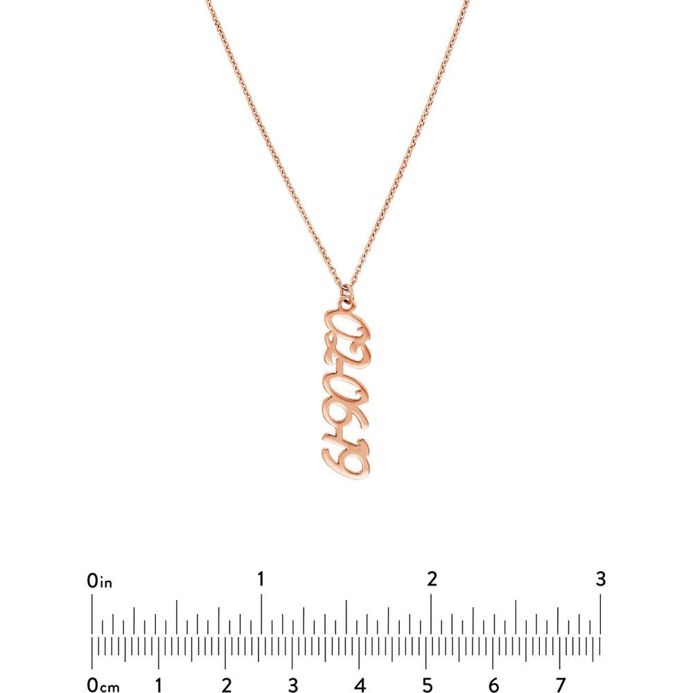 Olas d'Oro - 14K Rose Gold 7mm Vertical Script Numeral Pendant Necklace