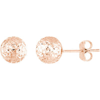 Olas d'Oro - 14K Rose Gold 8mm Textured Ball Stud Earrings