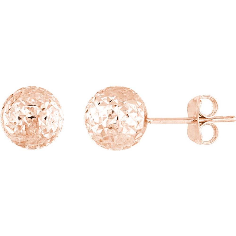 Olas d'Oro - 14K Rose Gold 8mm Textured Ball Stud Earrings