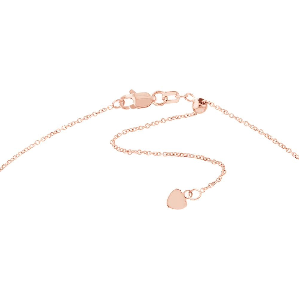 Olas d'Oro - 14K Rose Gold Adjustable 22" Diamond-Cut Cable Chain Necklace with Slider Bead