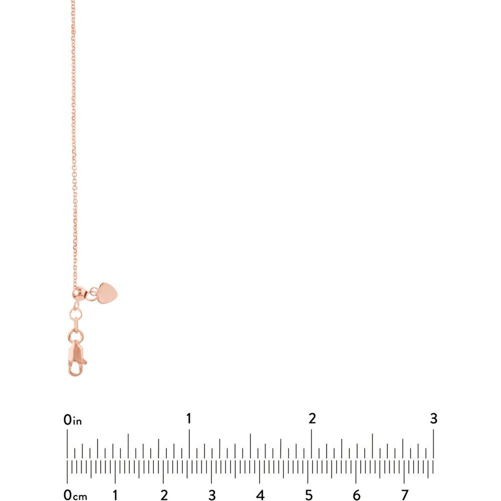 Olas d'Oro - 14K Rose Gold Adjustable 22" Diamond-Cut Cable Chain Necklace with Slider Bead
