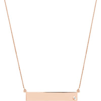 Olas d'Oro - 14K Rose Gold Adjustable Bar Necklace with 2pt Diamond Accent