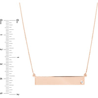Olas d'Oro - 14K Rose Gold Adjustable Bar Necklace with 2pt Diamond Accent