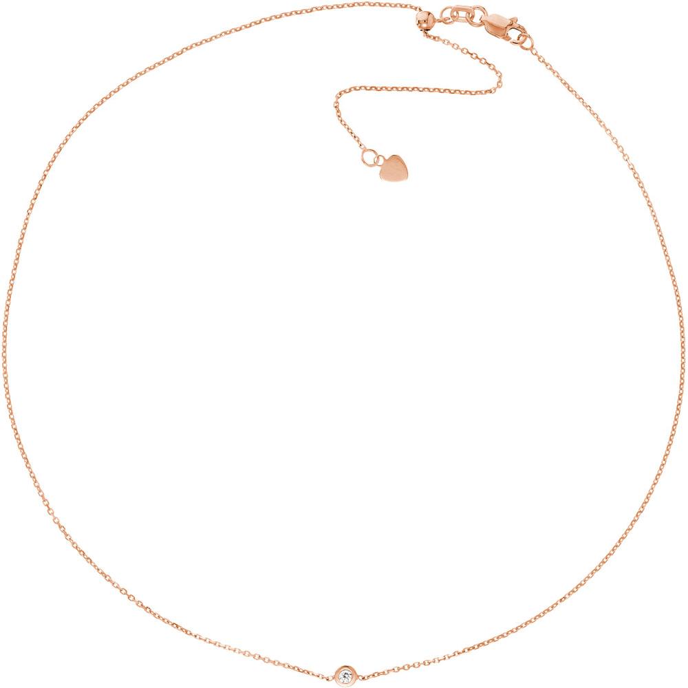 Olas d'Oro - 14K Rose Gold Adjustable Bezel Set Diamond Choker - 0.03 Carat Total Diamond Weight