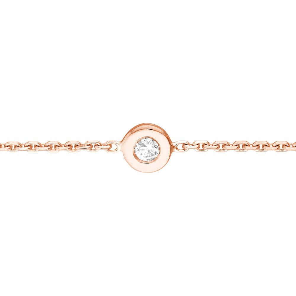 Olas d'Oro - 14K Rose Gold Adjustable Bezel Set Diamond Choker - 0.03 Carat Total Diamond Weight
