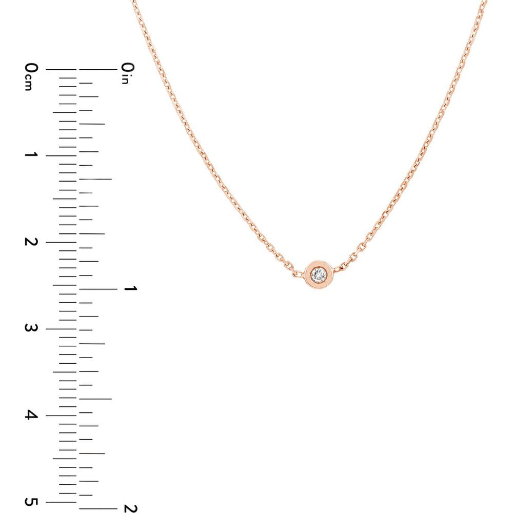Olas d'Oro - 14K Rose Gold Adjustable Bezel Set Diamond Choker - 0.03 Carat Total Diamond Weight