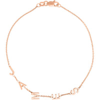 Olas d'Oro - 14K Rose Gold Adjustable Block Initials Bracelet - Personalized Custom Jewelry Piece