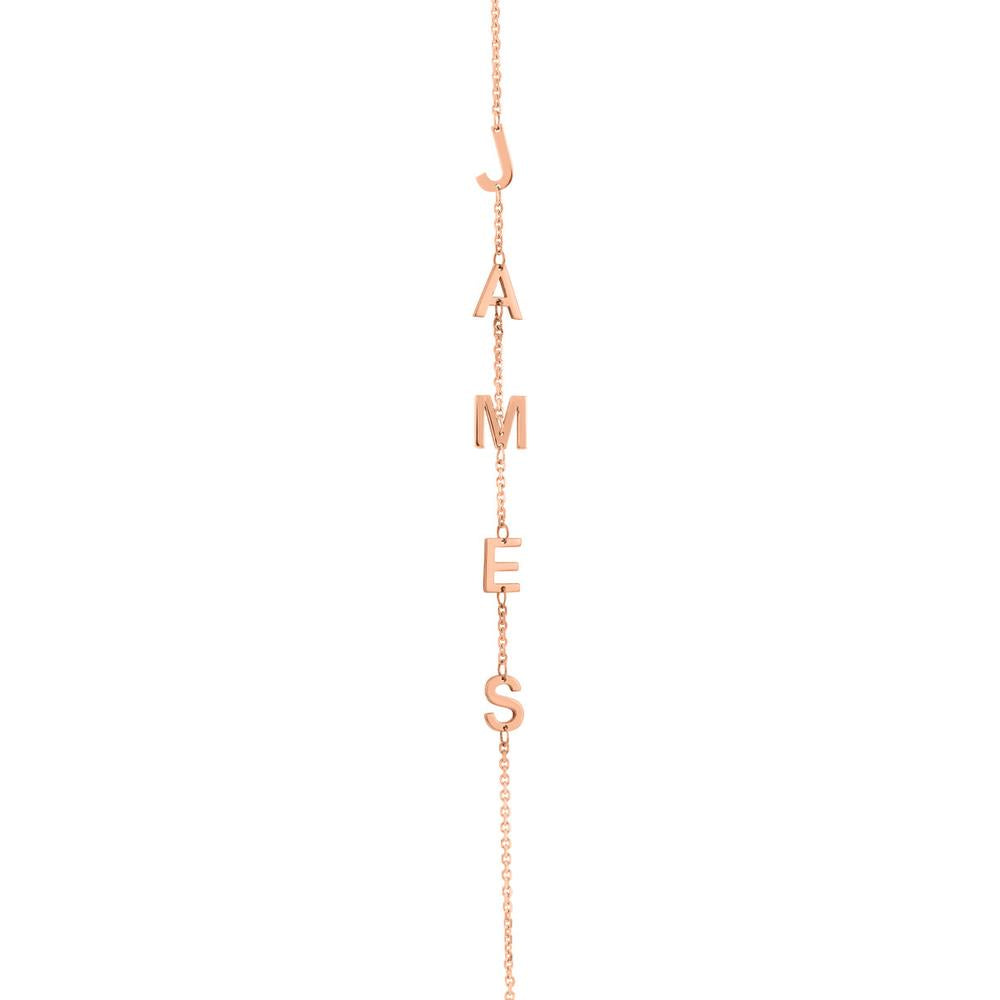 Olas d'Oro - 14K Rose Gold Adjustable Block Initials Bracelet - Personalized Custom Jewelry Piece