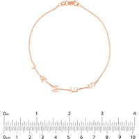 Olas d'Oro - 14K Rose Gold Adjustable Block Initials Bracelet - Personalized Custom Jewelry Piece