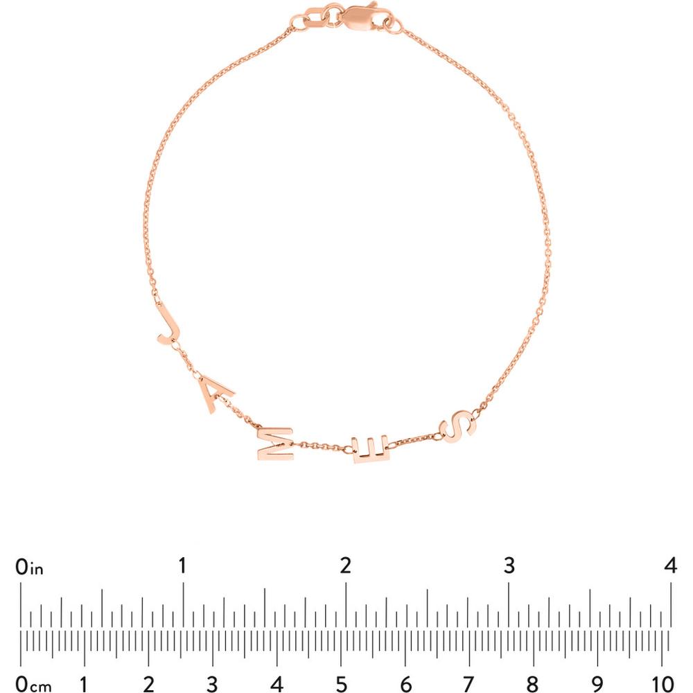 Olas d'Oro - 14K Rose Gold Adjustable Block Initials Bracelet - Personalized Custom Jewelry Piece