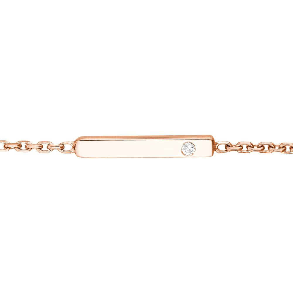 Olas d'Oro - 14K Rose Gold Adjustable Diamond Choker with Staple Bar - 0.01 Carat Total Diamond Weight