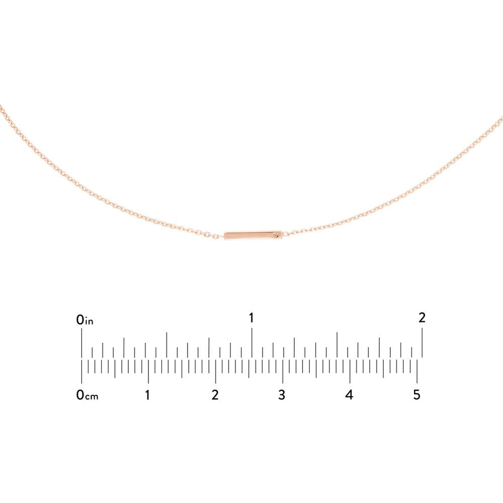 Olas d'Oro - 14K Rose Gold Adjustable Diamond Choker with Staple Bar - 0.01 Carat Total Diamond Weight