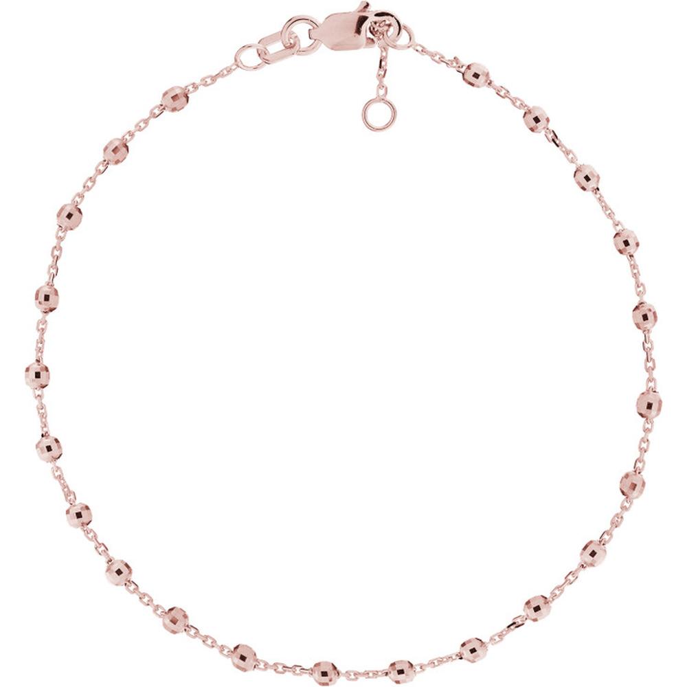 Olas d'Oro - 14K Rose Gold Adjustable Diamond Cut Beaded Bracelet